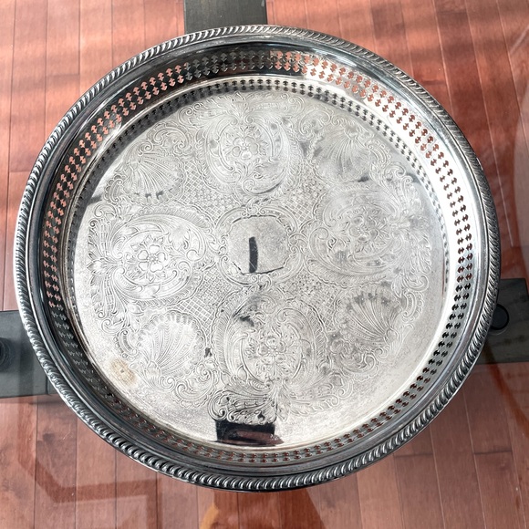 Vintage silver plate/tray. 12” diameter. Marlboro ep brass 2040 - Picture 5 of 8